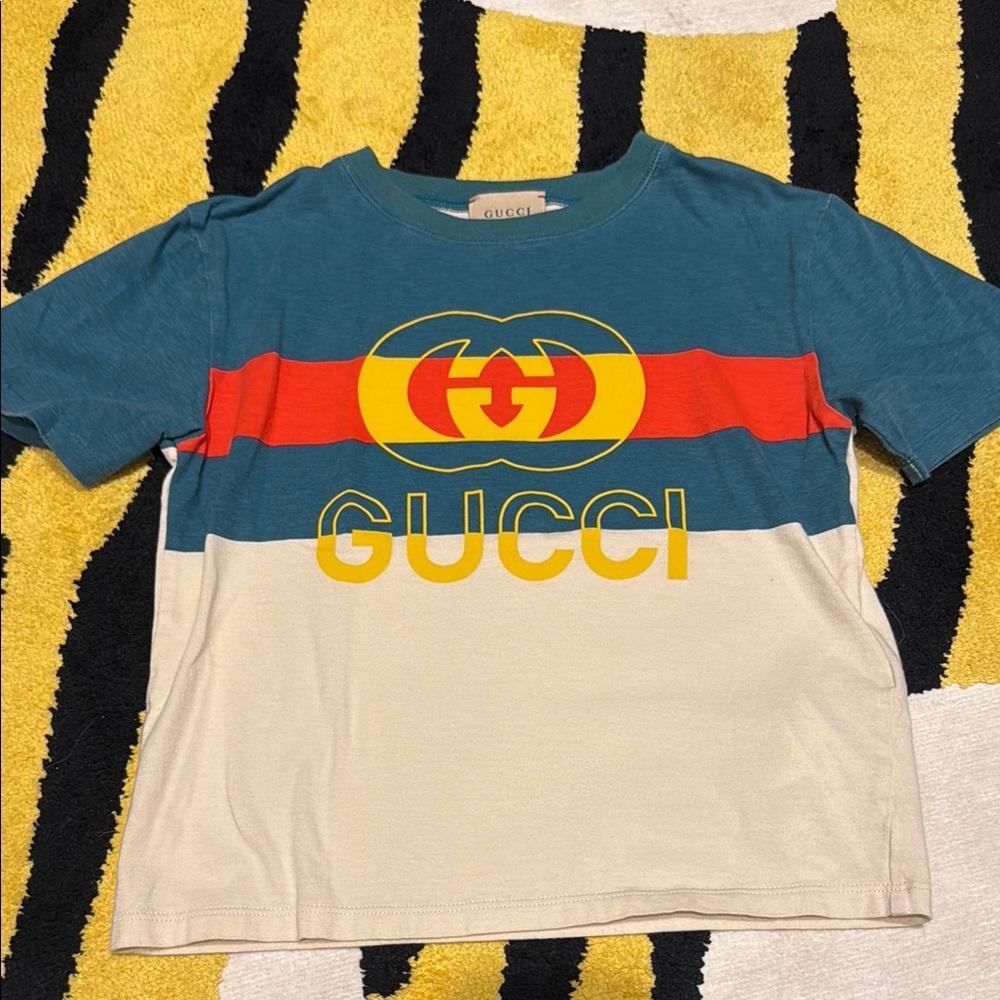 Gucci Blue and Red Short Sleeve Tee